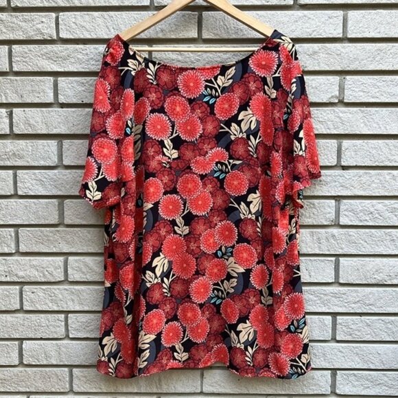 Sejour Floral Blouse with High-Low Hem Sz 22W - Picture 7 of 8